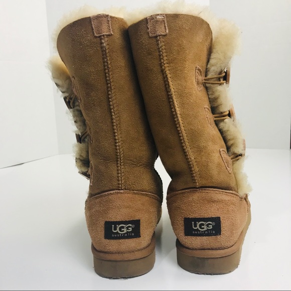 Ugg Bailey Button Triplet Boot Chestnut sz 5 EUC! - Picture 5 of 7